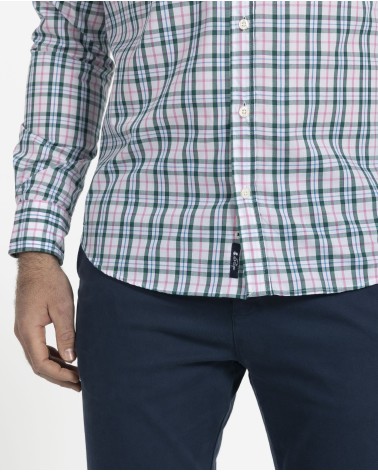 CAMISA DE CUADROS TONOS VERDE Y ROSA EL PULPO