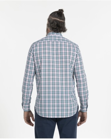 CAMISA DE CUADROS TONOS VERDE Y ROSA EL PULPO