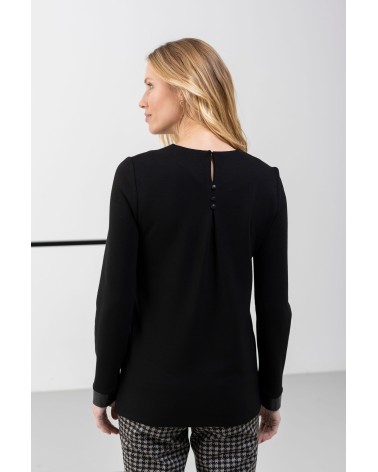 CAMISETA PUNTO ROMA CON DETALLE DE POLIPIEL HONGO COLLECTION