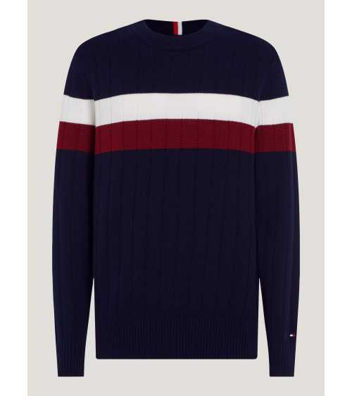 JERSEY ACANALADO ANCHO CON COLORES CORPORATIVOS TOMMY HILFIGER HOMBRE