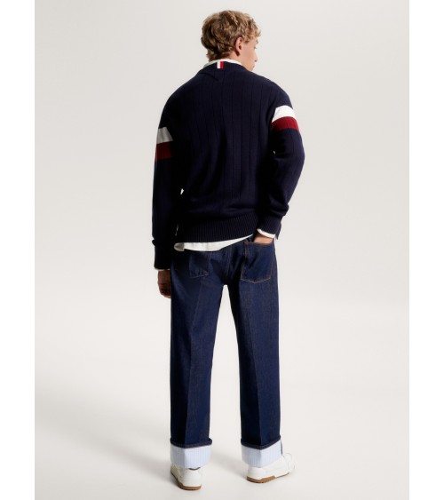 JERSEY ACANALADO ANCHO CON COLORES CORPORATIVOS TOMMY HILFIGER HOMBRE