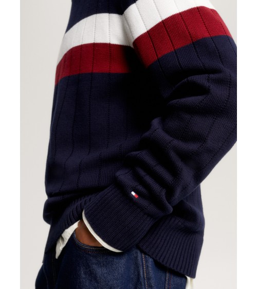 JERSEY ACANALADO ANCHO CON COLORES CORPORATIVOS TOMMY HILFIGER HOMBRE
