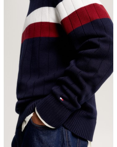 JERSEY ACANALADO ANCHO CON COLORES CORPORATIVOS TOMMY HILFIGER HOMBRE