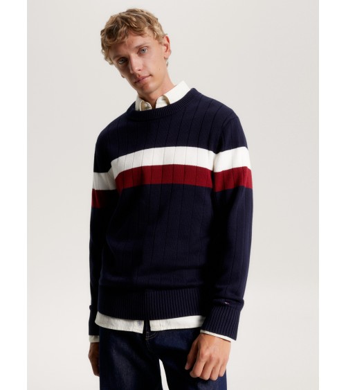 JERSEY ACANALADO ANCHO CON COLORES CORPORATIVOS TOMMY HILFIGER HOMBRE