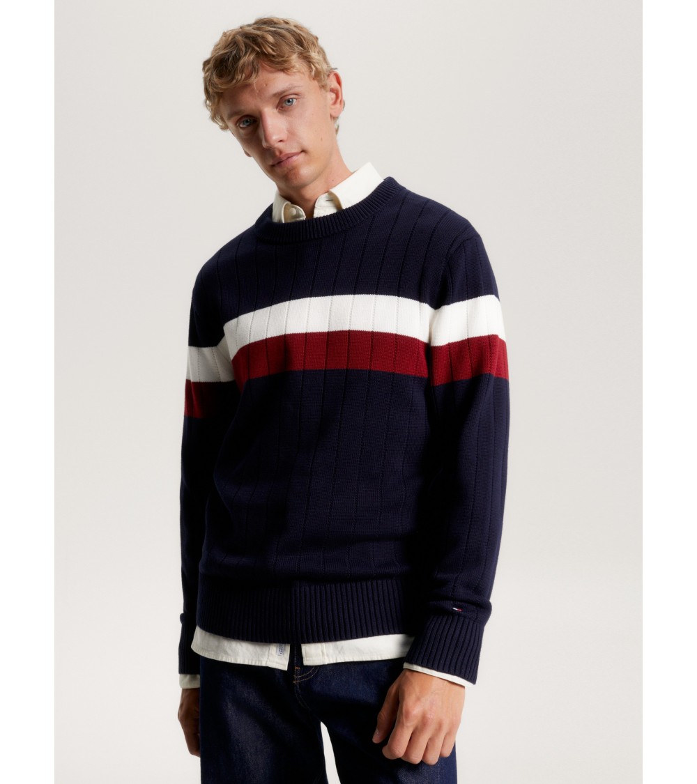 JERSEY ACANALADO ANCHO CON COLORES CORPORATIVOS TOMMY HILFIGER HOMBRE