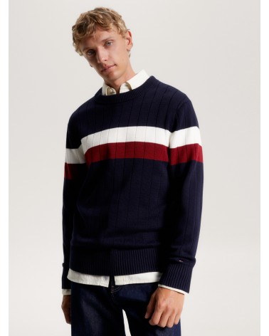 JERSEY ACANALADO ANCHO CON COLORES CORPORATIVOS TOMMY HILFIGER HOMBRE