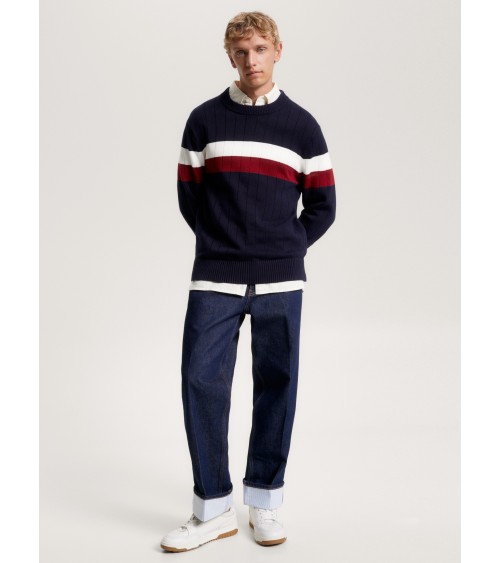 JERSEY ACANALADO ANCHO CON COLORES CORPORATIVOS TOMMY HILFIGER HOMBRE