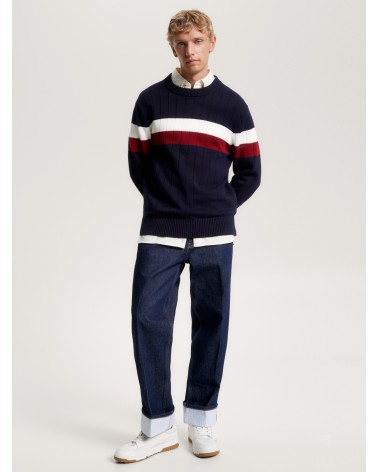 JERSEY ACANALADO ANCHO CON COLORES CORPORATIVOS TOMMY HILFIGER HOMBRE