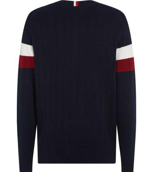 JERSEY ACANALADO ANCHO CON COLORES CORPORATIVOS TOMMY HILFIGER HOMBRE