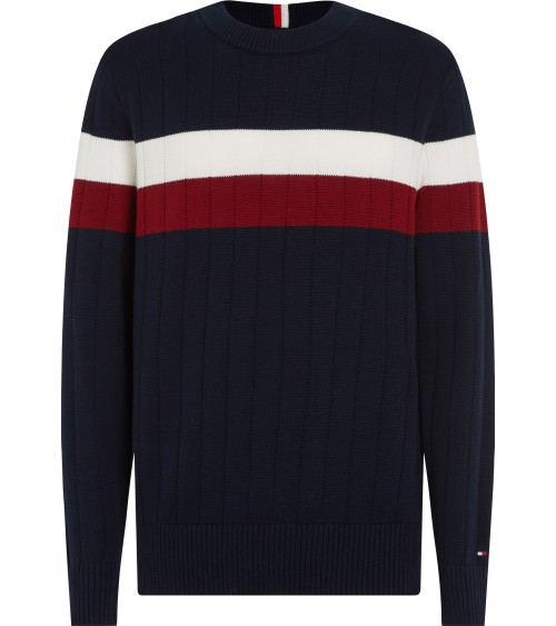 JERSEY ACANALADO ANCHO CON COLORES CORPORATIVOS TOMMY HILFIGER HOMBRE