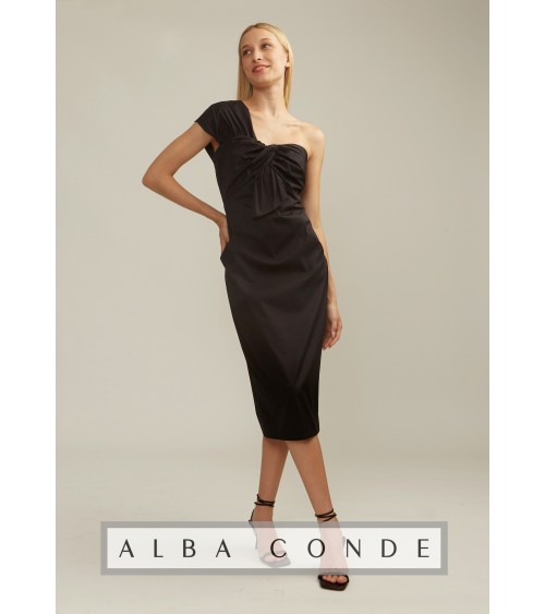 VESTIDO RECTO CON ESCOTE ASIMÉTRICO Y BOLSILLOS ALBA CONDE