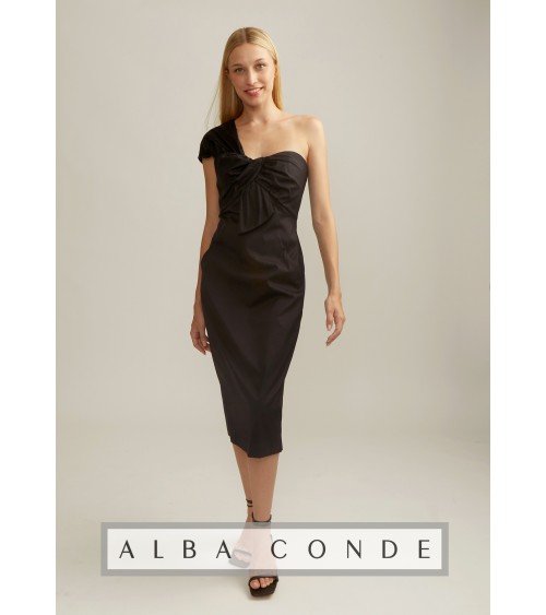 VESTIDO RECTO CON ESCOTE ASIMÉTRICO Y BOLSILLOS ALBA CONDE