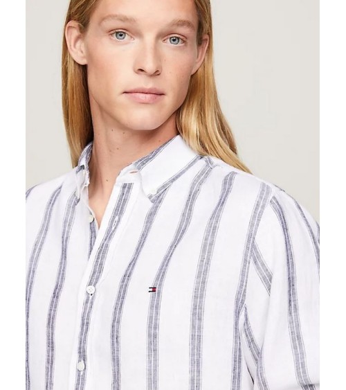 CAMISA DE LINO TRIPLE RAYA DE TOMMY HILFIGER