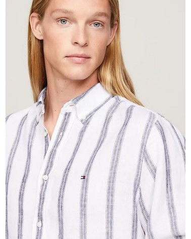 CAMISA DE LINO TRIPLE RAYA DE TOMMY HILFIGER