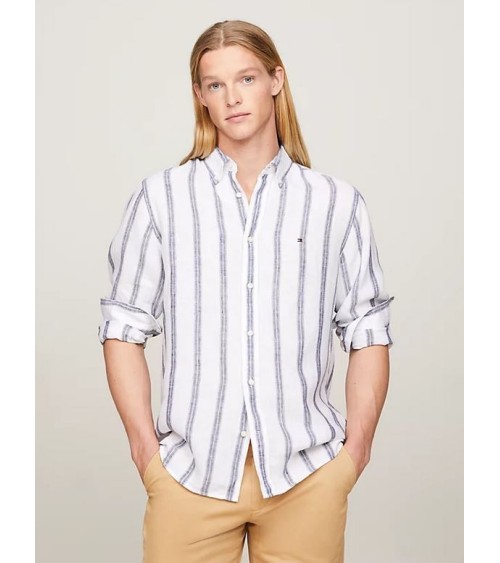 CAMISA DE LINO TRIPLE RAYA DE TOMMY HILFIGER