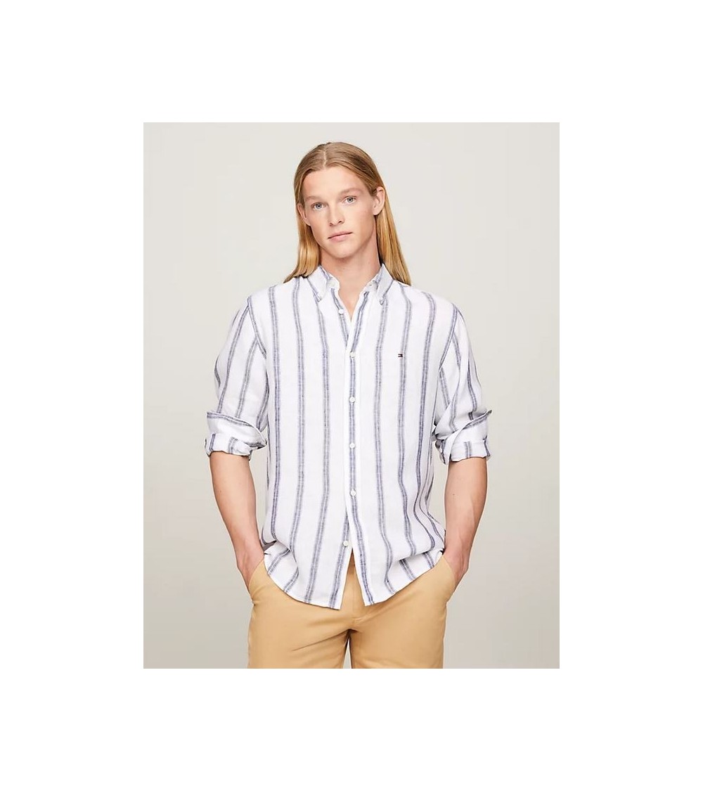 CAMISA DE LINO TRIPLE RAYA DE TOMMY HILFIGER
