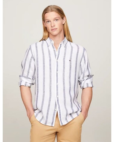 CAMISA DE LINO TRIPLE RAYA DE TOMMY HILFIGER