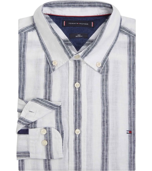 CAMISA DE LINO TRIPLE RAYA DE TOMMY HILFIGER