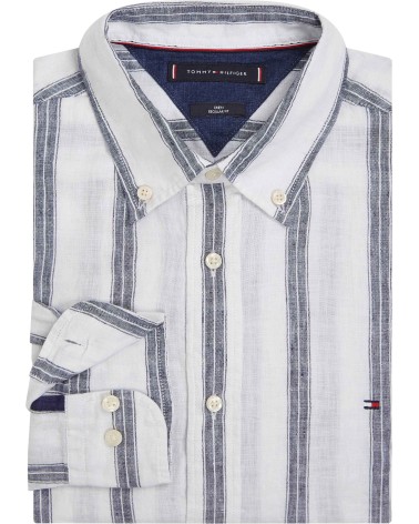 CAMISA DE LINO TRIPLE RAYA DE TOMMY HILFIGER