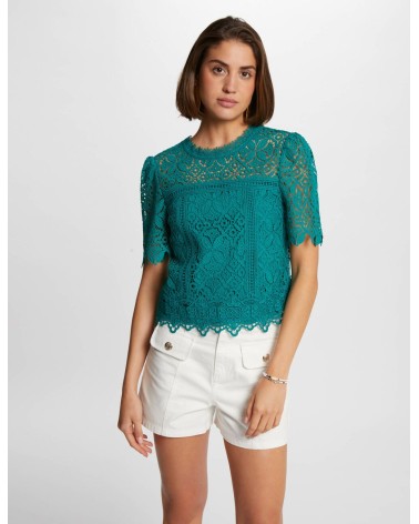 CAMISETA DE ENCAJE CON ESCOTE PICO EN ESPALDA MORGAN DE TOI