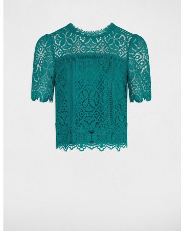 CAMISETA DE ENCAJE CON ESCOTE PICO EN ESPALDA MORGAN DE TOI