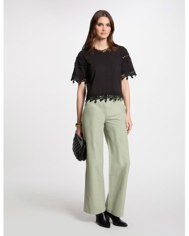 PANTALÓN VAQUERO ANCHO EN VERDE DE MORGAN DE TOI
