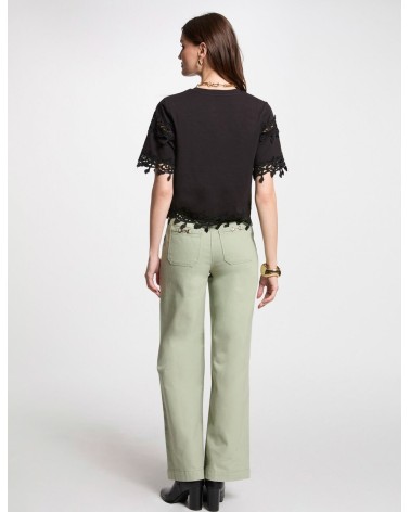 PANTALÓN VAQUERO ANCHO EN VERDE DE MORGAN DE TOI