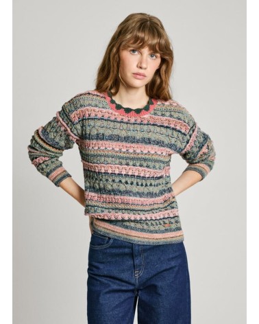 JERSEY NADJA DE PUNTO CALADO MULTICOLOR PEPE JEANS