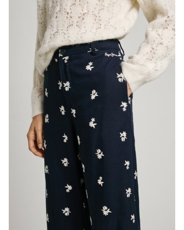 PANTALÓN GENOVEVA FLORES BORDADAS EN MEZCLA DE LINO PEPE JEANS