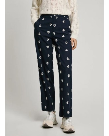 PANTALÓN GENOVEVA FLORES BORDADAS EN MEZCLA DE LINO PEPE JEANS