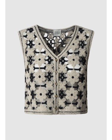 CHALECO OLIVIA DE PUNTO CROCHET CALADO PEPE JEANS