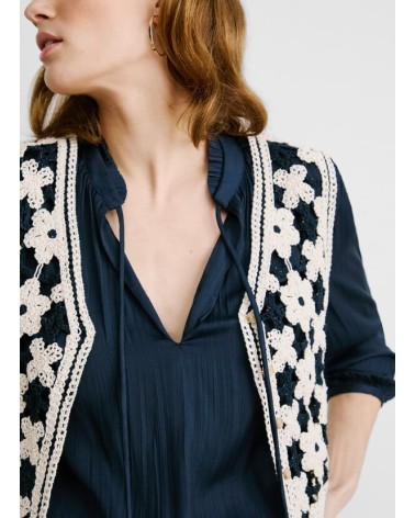 CHALECO OLIVIA DE PUNTO CROCHET CALADO PEPE JEANS