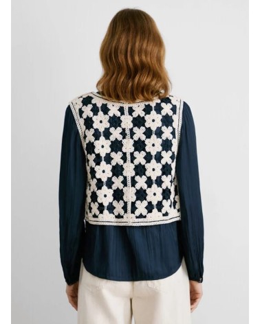 CHALECO OLIVIA DE PUNTO CROCHET CALADO PEPE JEANS