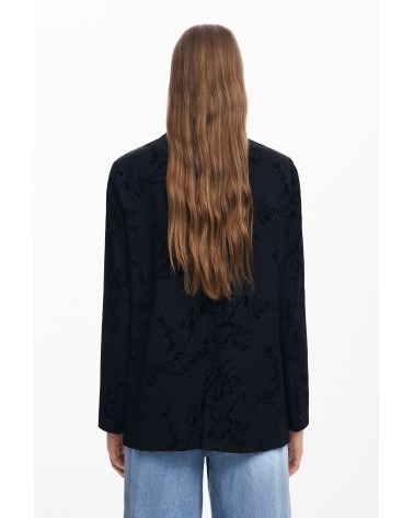 CHAQUETA AMERICANA ESTAMPADO LETRAS TERCIOPELO DESIGUAL