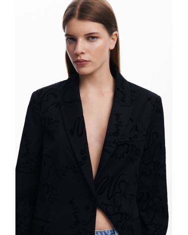 CHAQUETA AMERICANA ESTAMPADO LETRAS TERCIOPELO DESIGUAL