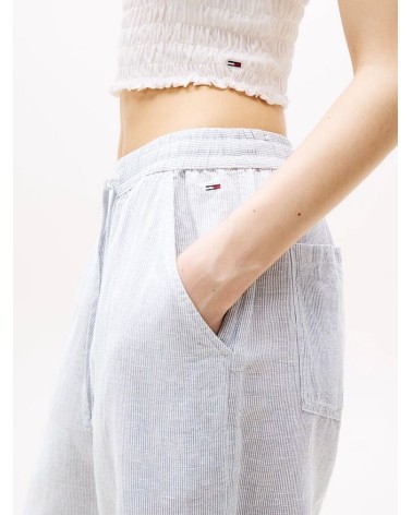 PANTALÓN ANCHO DE LINO A RAYAS TOMMY JEANS