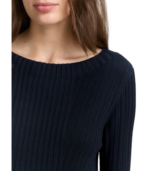 CAMISETA ACANALADA CUELLO BARCO TOM TAILOR