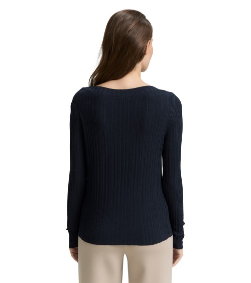 CAMISETA ACANALADA CUELLO BARCO TOM TAILOR