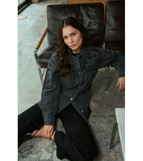 SOBRECAMISA DENIM OVERSIZE CON ABALORIOS KAFFE