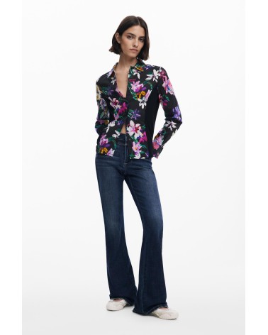 CAMISA ESTAMPADA COSTADILLO PLISADO DESIGUAL