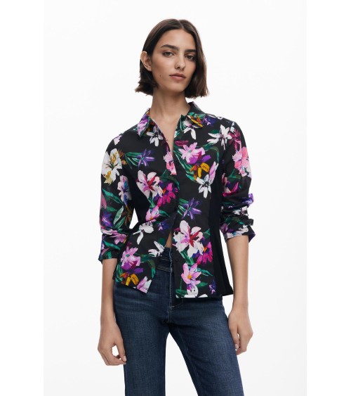 CAMISA ESTAMPADA COSTADILLO PLISADO DESIGUAL