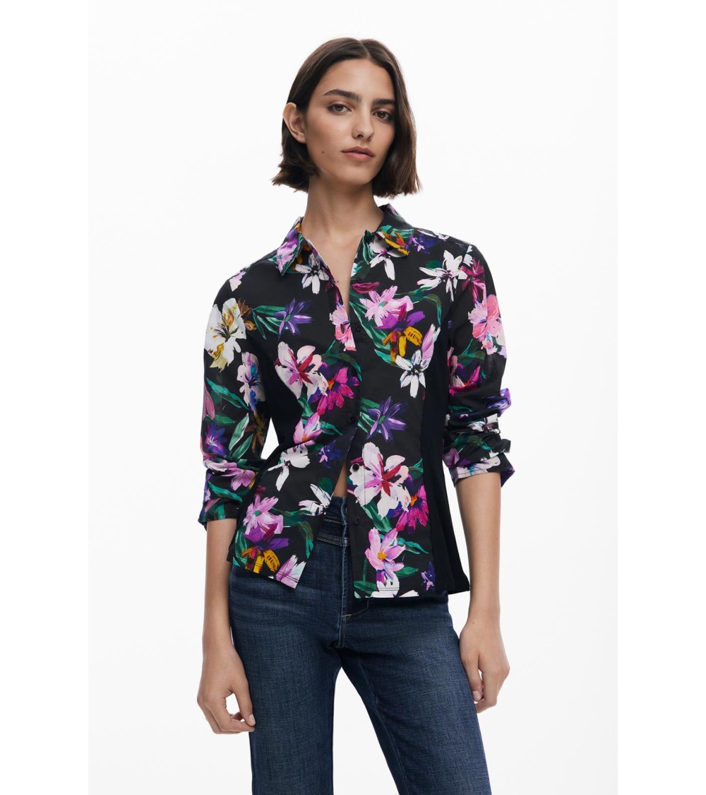 CAMISA ESTAMPADA COSTADILLO PLISADO DESIGUAL