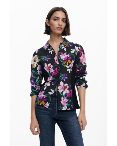 CAMISA ESTAMPADA COSTADILLO PLISADO DESIGUAL