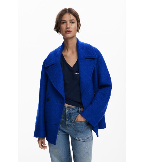 CHAQUETÓN DE PAÑO RIZO SHORTCOLOR DESIGUAL