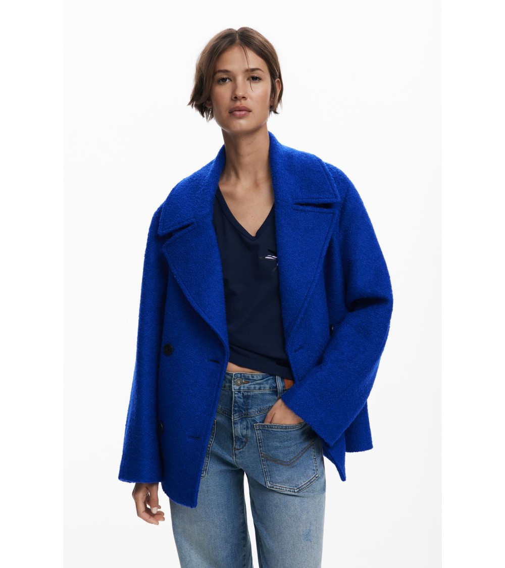 CHAQUETÓN DE PAÑO RIZO SHORTCOLOR DESIGUAL