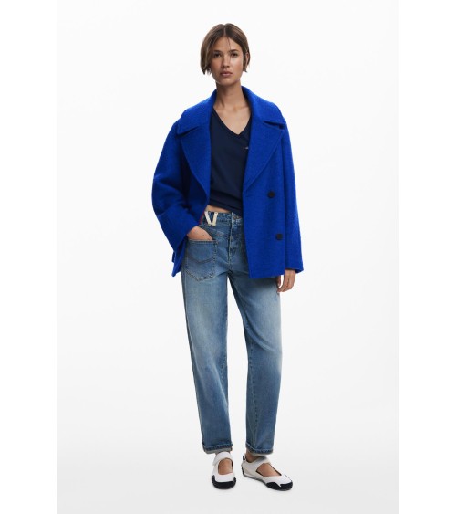 CHAQUETÓN DE PAÑO RIZO SHORTCOLOR DESIGUAL