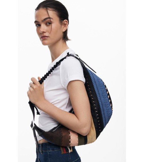 BOLSO QUEBEC CON COMBINACIÓN DE TEJIDOS DESIGUAL
