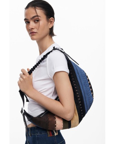BOLSO QUEBEC CON COMBINACIÓN DE TEJIDOS DESIGUAL