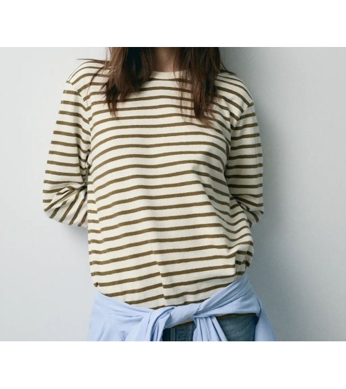 CAMISETA STRIPES ECRU-OLIVA DE eseOese