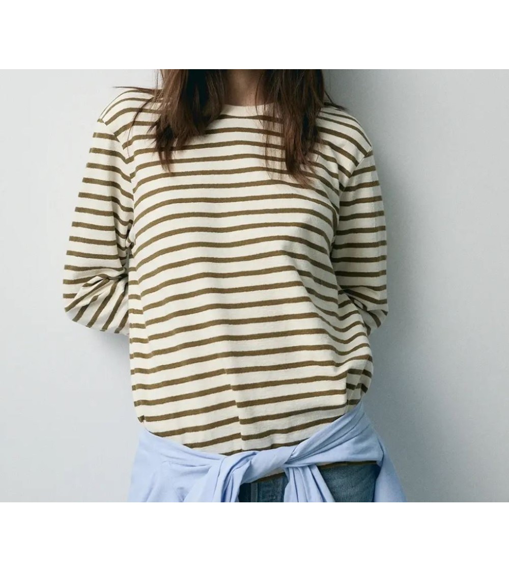 CAMISETA STRIPES ECRU-OLIVA DE eseOese